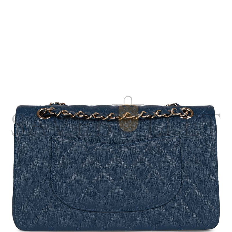 Ch**el MASTER MEDIUM CLASSIC DOUBLE FLAP BAG BLUE CAVIAR LIGHT GOLD HARDWARE (25.5*15.5*6.5cm)